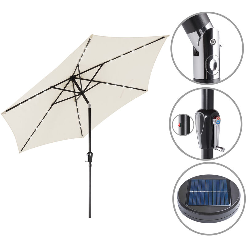 Kingsleeve - Florida 3m Aluminium Garden Parasol with led Solar Lighting and Protective Cover 270cm uv Protection 80+ Large Hexagonal Round Tiltable