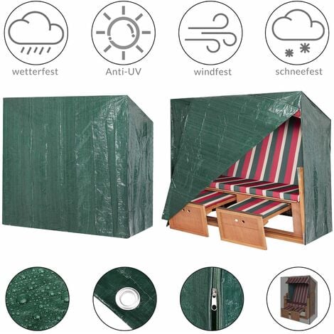 KINGSLEEVE® Abdeckung für Gartenmöbel Winterfest Wasserdicht UV-beständig Outdoor Abdeckplane Schutzhülle Abdeckhaube Strandkorb 125x90x165cm