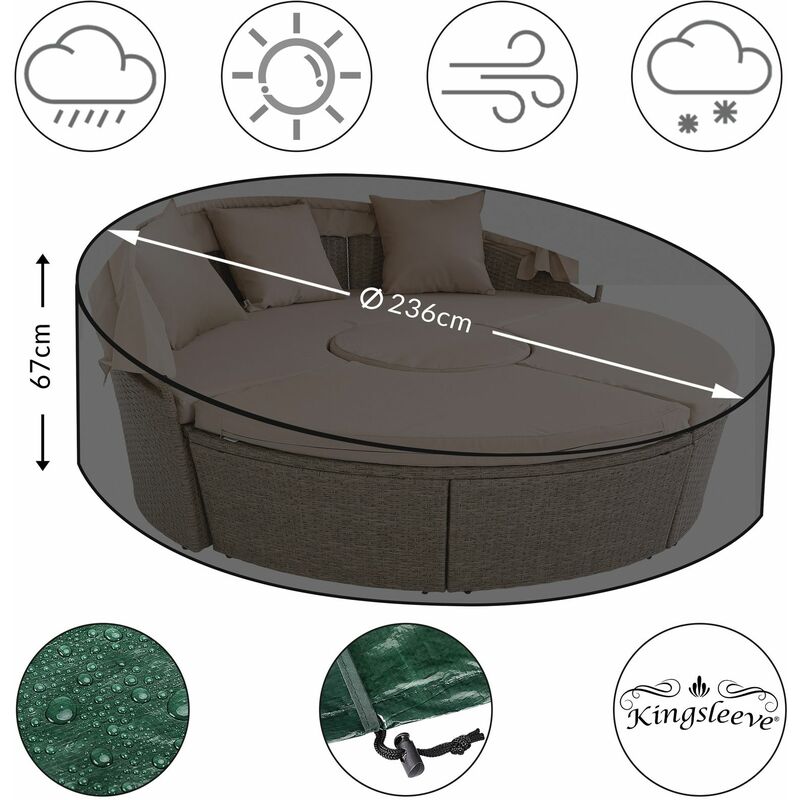 

Lona de protección funda protectora para conjunto de jardín resistente a los rayos UV Sonneninsel rund 236x67cm (de) - Kingsleeve