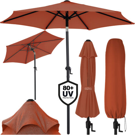 Kingsleeve Ombrellone 300 cm grande protezione UV 80+ manovella pieghevole impermeabile in alluminio rotondo 3m balcone terrazza giardino  terrakotta (de)