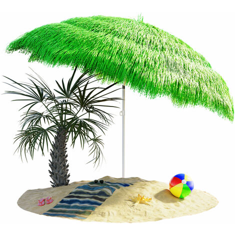 KINGSLEEVE® Ombrellone Hawaii 160 cm Inclinabile Regolabile da Spiaggia Ombrello Giardino Parasole UV30+ Verde
