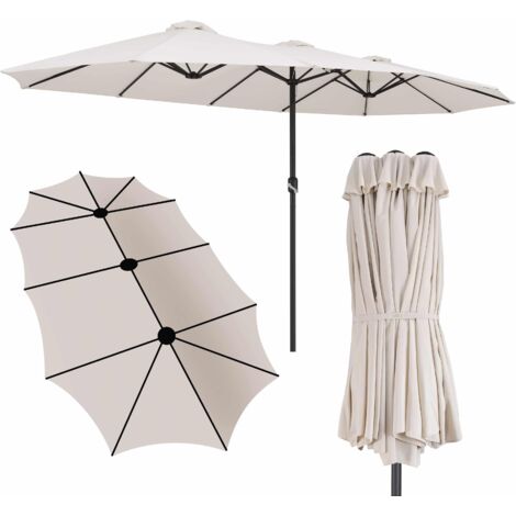 KINGSLEEVE® Ombrellone UV 80+ XXL 460x270 cm con Manovella Idrorepellente inlc. Custodia Parasole Giardino Terrazza Crema