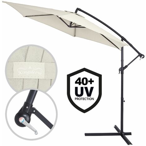 Parasol déporté inclinable Ø 300 cm Pare-soleil en aluminium avec manivelle Protection UV 40+ Jardin extérieur Anthracite