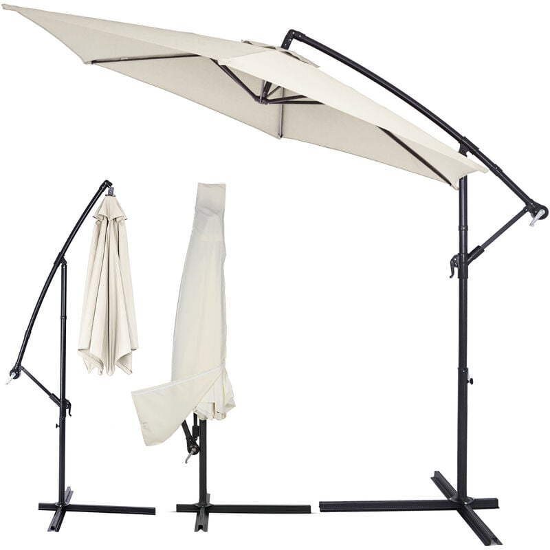 Kingsleeve - Parasol déporté inclinable ø 330cm Pare-soleil en aluminium avec manivelle housse Protection solaire jardin Beige