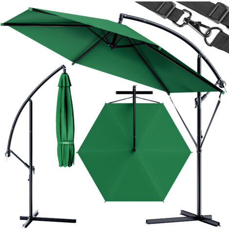 Parasol déporté inclinable Pare-soleil en aluminium avec manivelle Protection solaire jardin extérieur Ø 300cm ou Ø 330cm Anthracite 1, 300cm (de)