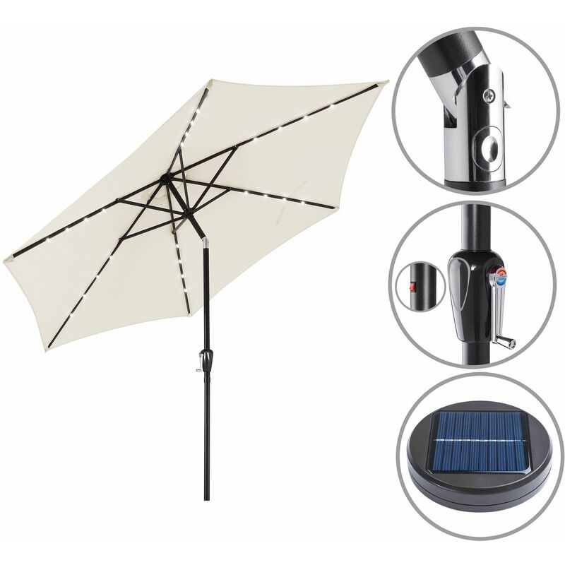 

Kingsleeve Sombrilla de aluminio de Ø 300cm Parasol con luces LED solar manivela inclinable jardín patio terraza balcón Crema - Crema