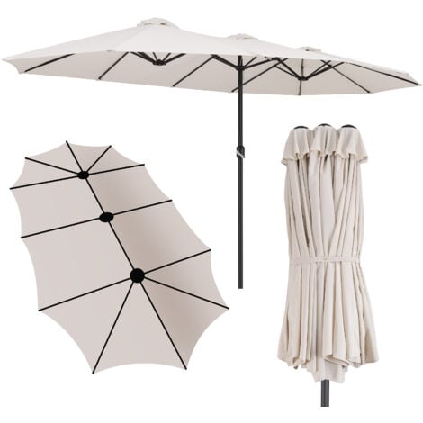 Kingsleeve Sombrilla Doble 460 x 270 cm Protección UV 80+ Grande XXL Funda Protectora Manivela Ovalada Impermeable Jardín Terraza Parasol Crema