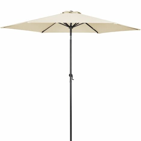 Kingsleeve Sonnenschirm 300 cm Groß UV Schutz 80+ Kurbel Knickbar Wasserfest Alu Rund 3m Balkon Terrasse Garten Balkonschirm Kurbelschirm Marktschirm  beige