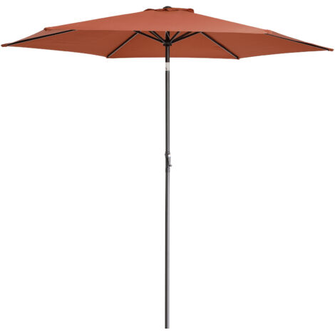 Kingsleeve Sonnenschirm 300 cm Groß UV Schutz 80+ Kurbel Knickbar Wasserfest Alu Rund 3m Balkon Terrasse Garten Balkonschirm Kurbelschirm Marktschirm  terrakotta