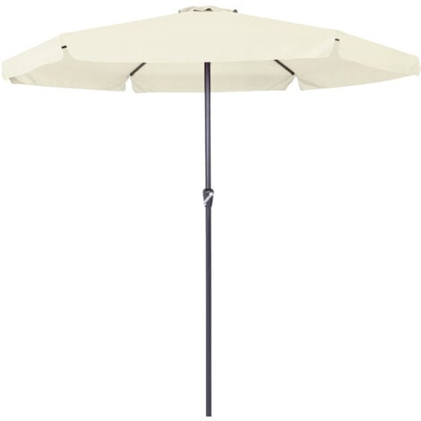 Kingsleeve® Sonnenschirm UV Schutz 80+ mit Schutzhülle 330 cm Balkon Kurbel Strandschirm Groß Wasserabweisend Aluminium Windöffnung Gartenschirm Rund  beige