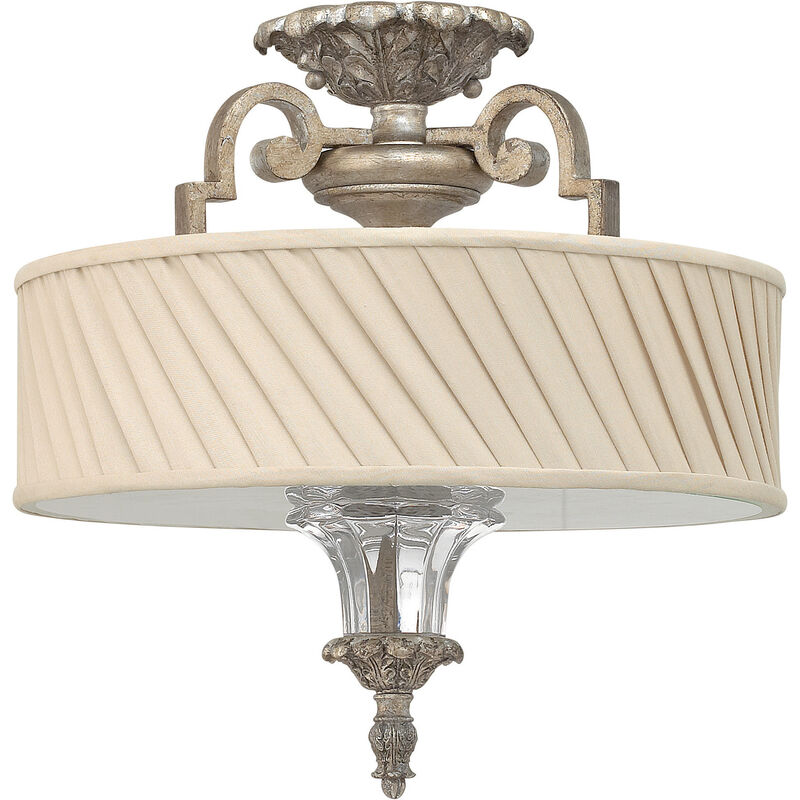 

Kingsley - Lámpara de techo semi empotrada de 3 luces Silver Leaf, E27 - Elstead