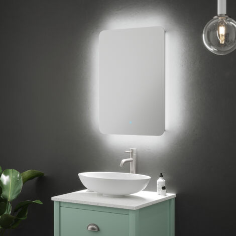 Kingston Backlit Soft Corners Tunable LED Mirror - 500 x 700 x 57mm IP44 Rated Shaver Socket Diffused Backlit Border Dimmable Demister