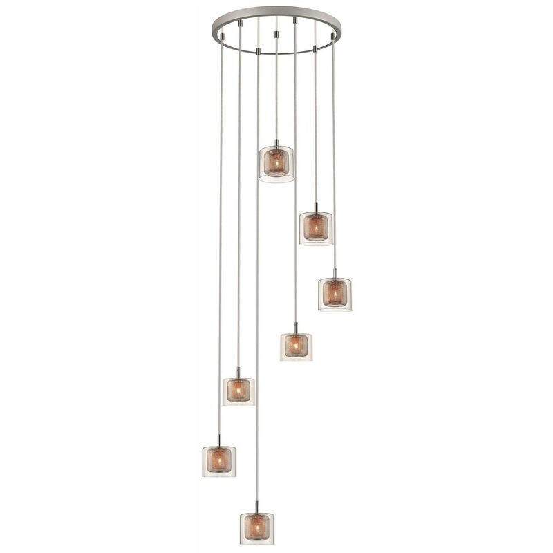 

Colgante de malla en espiral de 7 luces, cromo, cobre, vidrio, G9 - Spring Lighting