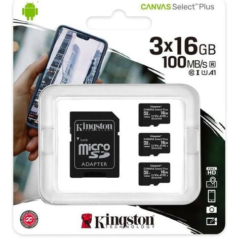 Carte SD 128GB Carte Mémoire Kingston Toile Select Plus U1 UHS-I