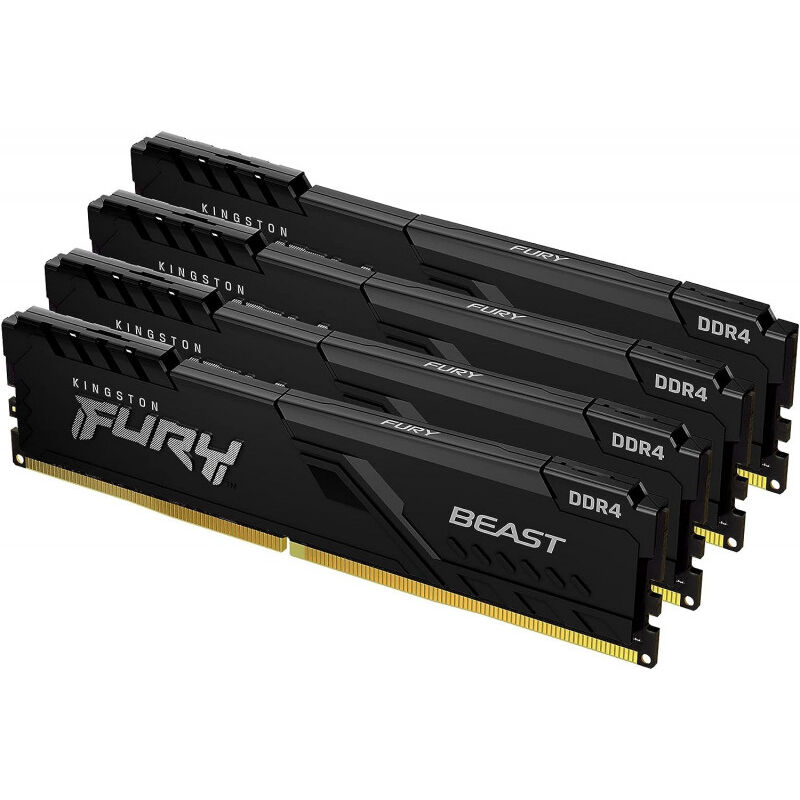 Kingston - fury Beast 64GB (4x16GB) 2666MHz DDR4 CL16 Mémoire Kit pour pc Kit de 4 KF426C16BB1K4/64 (KF426C16BB1K4/64)