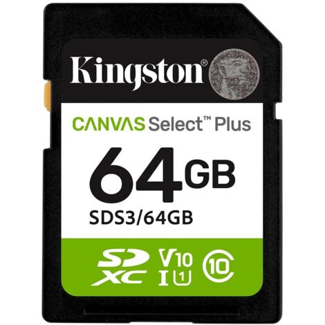 Kingston - kingston technology 64gb sdxc canvas select plus gen3