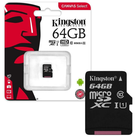 Kingston Micro Sd 64 Gb Class 10 Microsd 80 Mb/s Canvas Memory Card 64gb