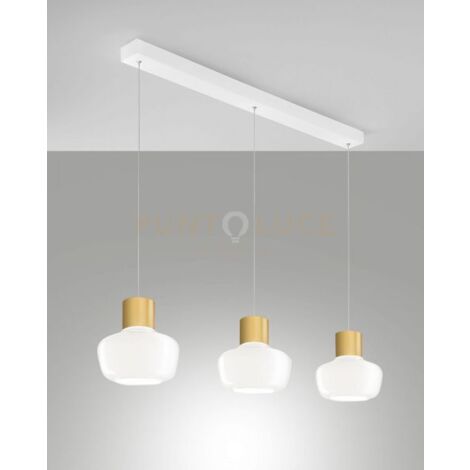 KINO SOSPENSIONE BIANCA 3 LUCI A LED 3000K - 36W - 3900 lm lm DIMMERABILE  BASE LINEARE