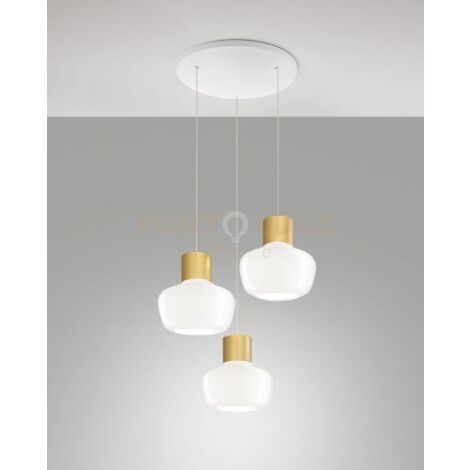 KINO SOSPENSIONE BIANCA 3 LUCI A LED 3000K - 36W - 3900 lm lm DIMMERABILE  BASE TONDA