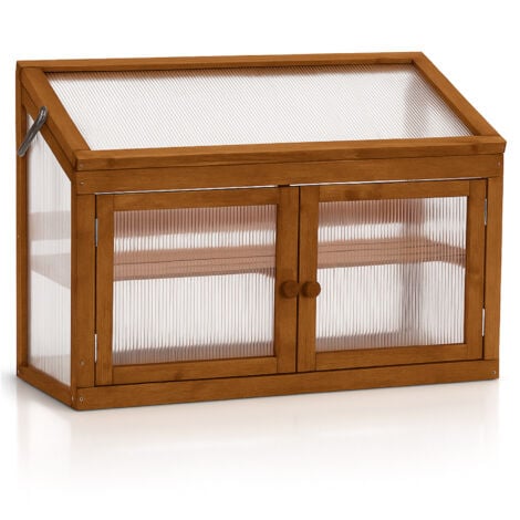 FRANKYSTAR Kinto - Mini-Gew�chshaus 90x70x37 cm f�r Innen- und Au�enbereich Pflanzenregal aus Fichtenholz und Polycarbonat