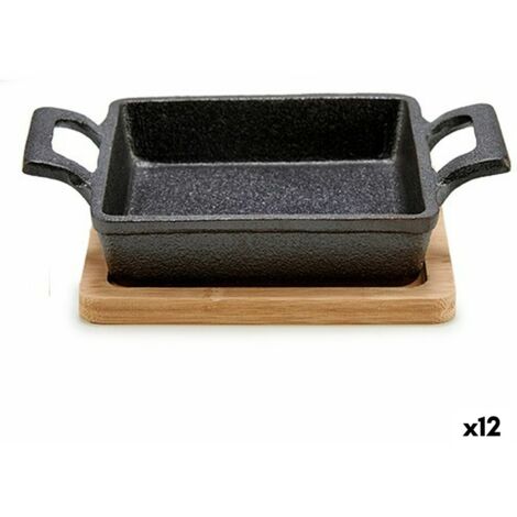 Kinvara Cazuela para Servir Tapas Marrón Negro Bambú Hierro 19 x 5 x 14 cm (12 Unidades)