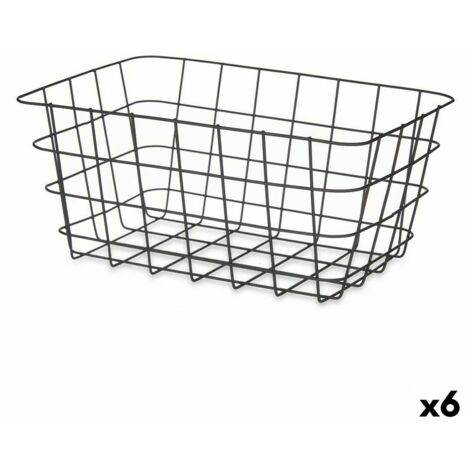 Kinvara Cesta Multiusos Rectangular Noir Métal 6 unités