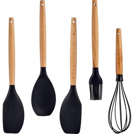 Kinvara Ensemble moderne ustensiles marron noir 33 cm