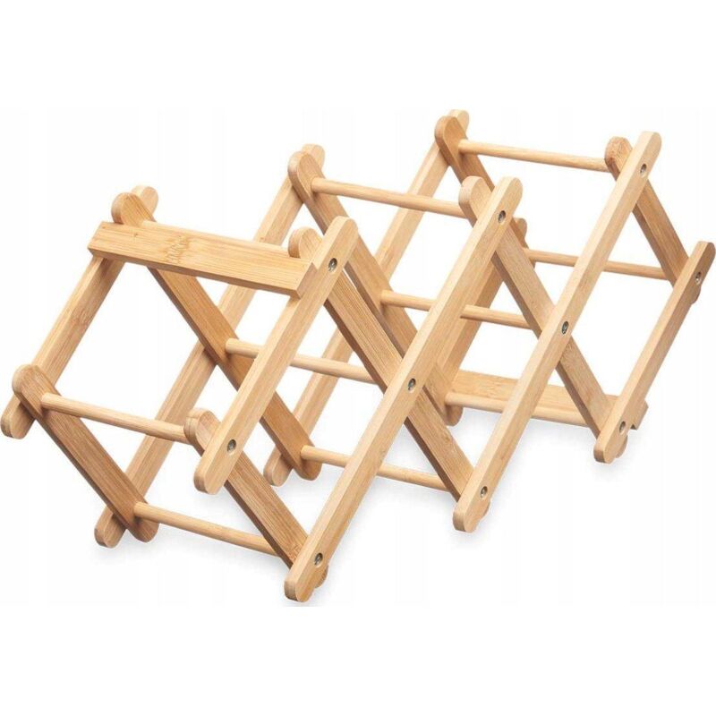 Kinvara Expositor de vino plegable de bambú beige para 6 botellas