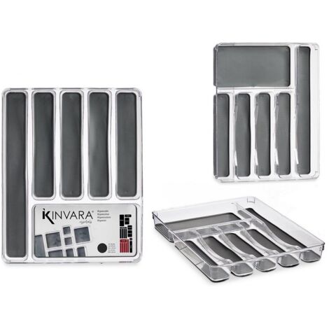 Kinvara Organizzatore per cassetti grigio trasparente sei scomparti