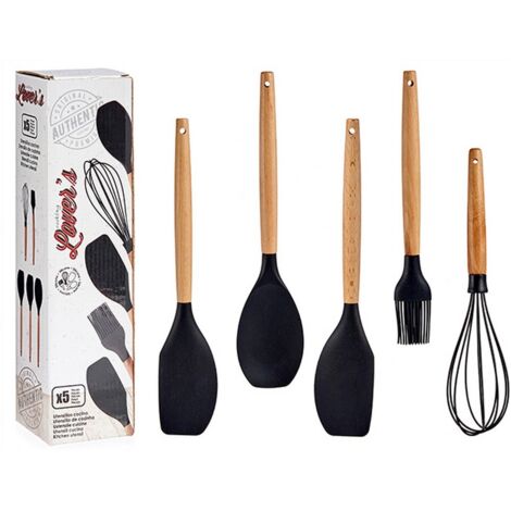 Kinvara Set di utensili da cucina moderno marrone nero 33 cm