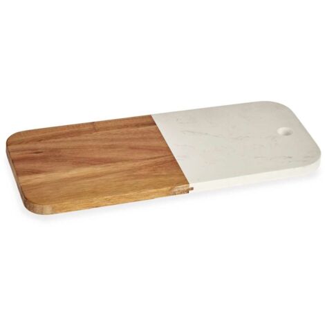 Kinvara Tabla de cortar Madera de acacia y Mármol blanco 38x18 cm