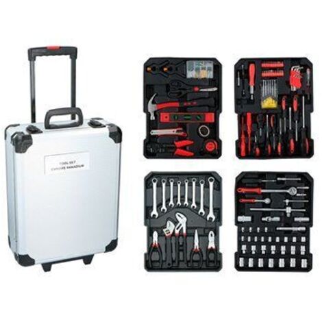 KINZO Tool Box 187 Piece Tool Box Tool Set Tool Trolley Chrome Vanadium Steel Black