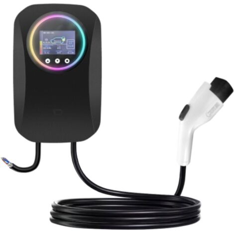 KINZON Type 2 European 7kW EV Wall Charger for Electric Vehicles, 3.5 Inch LED Display, Adjustable Current 8A-32A, IP66/IP55 Protection, 5m Cable (36mm²), UL94V-0 Flame Retardant PC Material