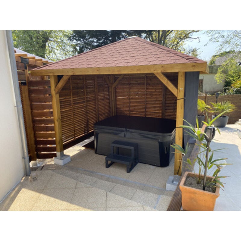 Solid - Kiosque de jardin 12,04 m², Toiture Shingle gris, Ancrage Aucun