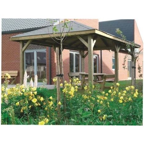 Kiosque de jardin 15,58 m², Toiture Shingle gris, Ancrage Aucun