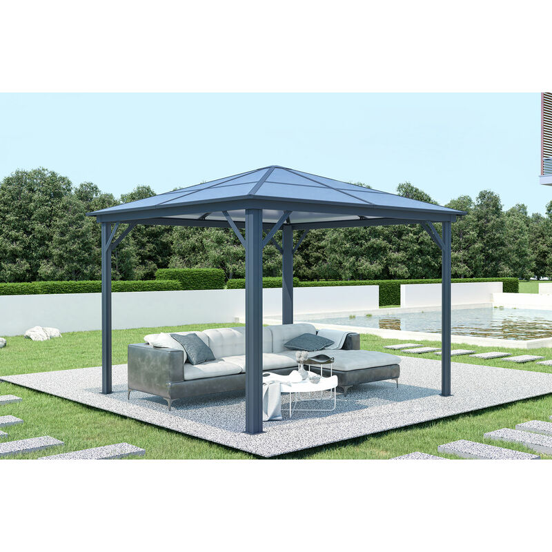 Cazeboo - Kiosque de jardin aluminium grace 3x3m Gris anthracite