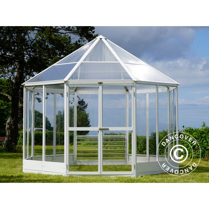 Dancover - Kiosque de jardin en polycarbonate, octogonal 7,37m², 2,98x2,98x2,78m, Blanc - Blanc