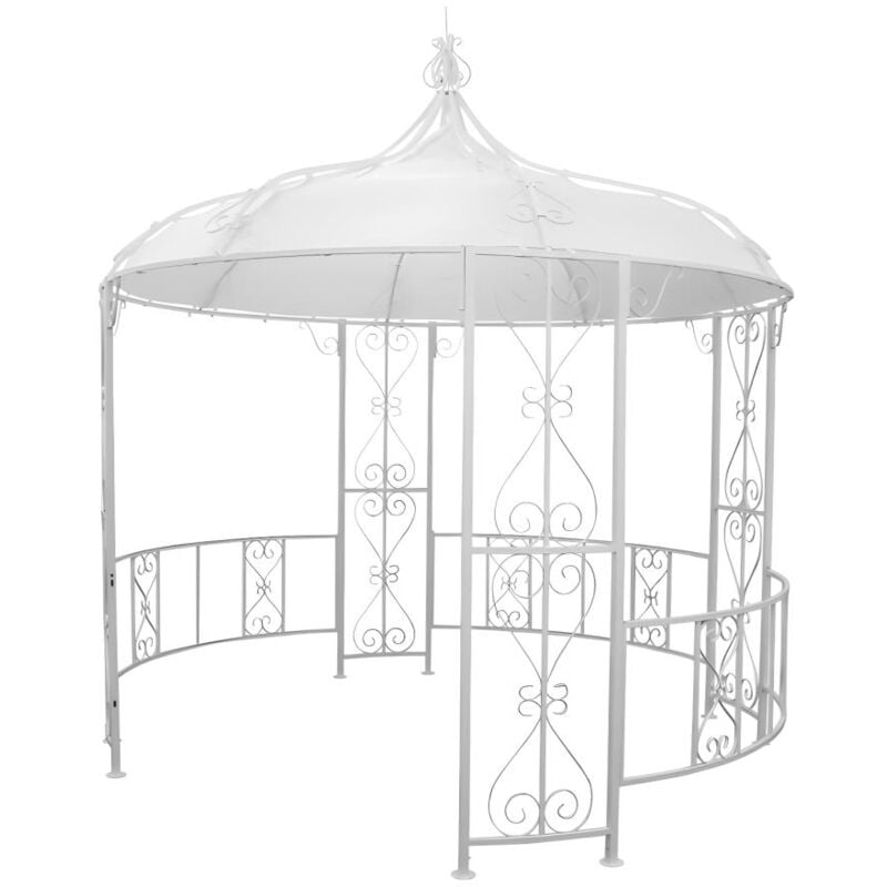 Kiosque de jardin en métal façon fer forgé D300 x H305 cm - Blanc - TILCARA