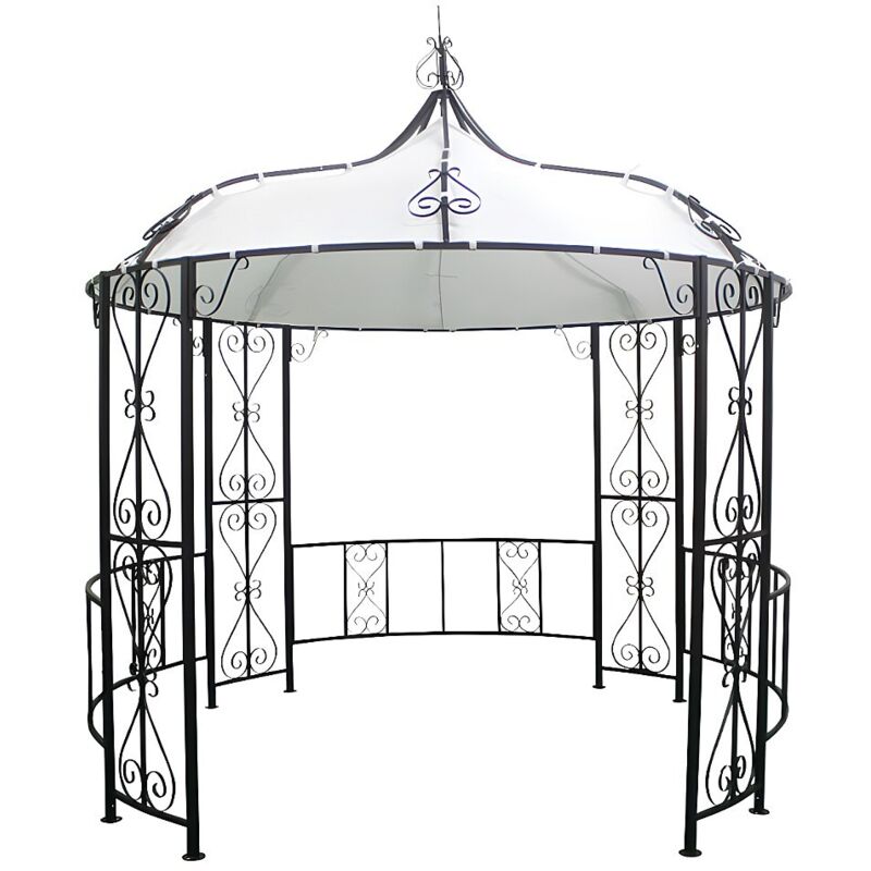 Vente-unique - Kiosque de jardin en métal façon fer forgé D300 x H305 cm - Noir - tilcara