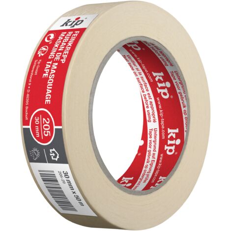 Kip MASKING-TEC fine crepe - Nastro crepe 30 mm x 50 m - Nastro adesivo impregnato per interni - Bordi colorati - Elevata forza adesiva - Resistente agli strappi e flessibile