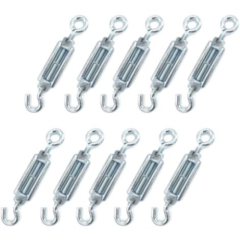 Kippen 1205AK - Confezione da 10 Pezzi di Tenditore con Gancio e Occhiello in Acciaio Zincato. Misura 5 mm.