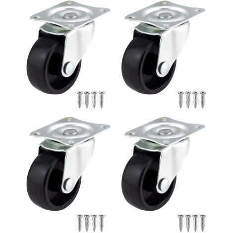 kippen 1610K2 - SET DI 4 RUOTE IN PLASTICA DA MM.50 CON PIASTRA GIREVOLE