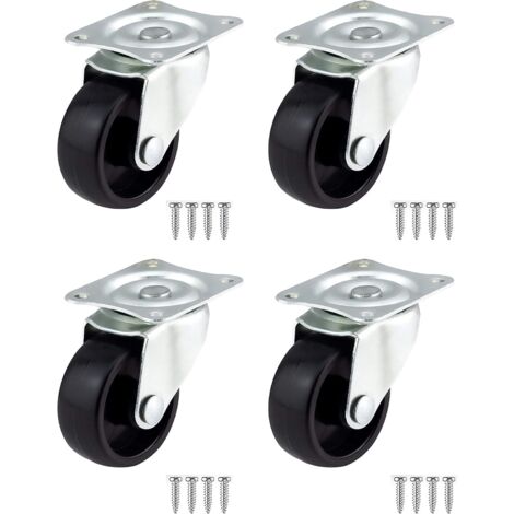 kippen 1610X2 - SET DI 4 RUOTE IN PLASTICA DA MM.50 CON PIASTRA GIREVOLE