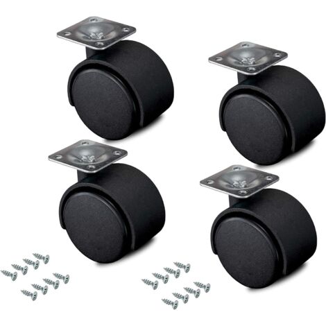 kippen 1614BX - SET DI 4 RUOTE GEMELLATE DA MM.50 CON PIASTRA GIREVOLE
