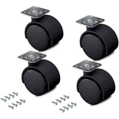 kippen 1614K1 - SET DI 4 RUOTE GEMELLATE DA MM.40 CON PIASTRA GIREVOLE