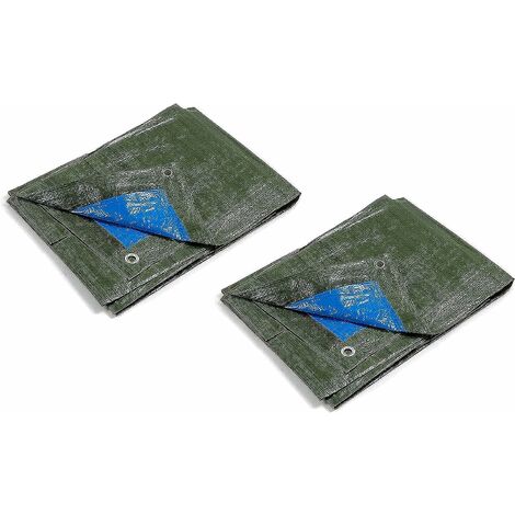 Kippen 6056H - Confezione da 2 pezzi di Telone Occhiellato Bicolore Misura 3x3 mt. Grammatura 90 g/m²