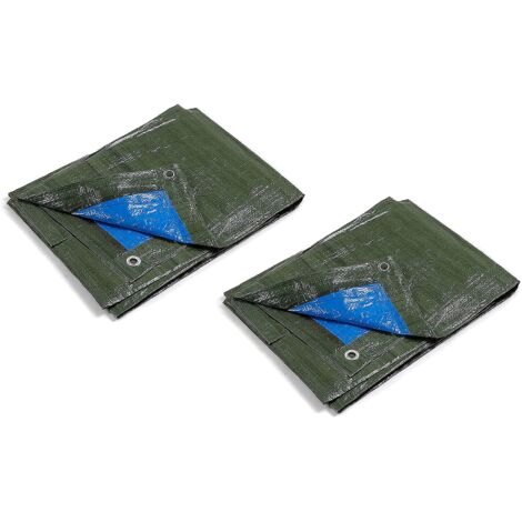 Kippen 6056K - Confezione da 2 pezzi di Telone Occhiellato Bicolore Misura 2x3 mt. Grammatura 90 g/m²