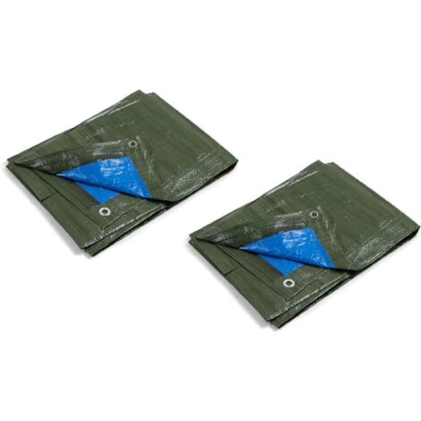 Kippen 6082Y - Confezione da 2 pezzi di Telone Occhiellato Bicolore Misura 3x3 mt. Grammatura 90 g/m²