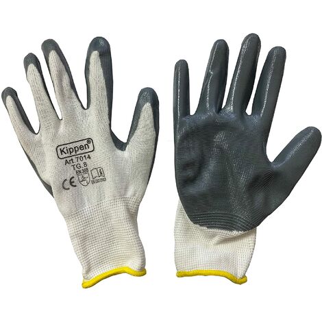 kippen 7014A1 - Confezione da 12 Paia di Guanti da Lavoro in Nitrile, Taglia 8