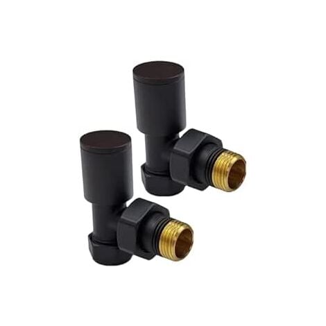 Kirby Black Angled Towel Rail Valves 1/2" /15mm Radiator valves Solid Brass
